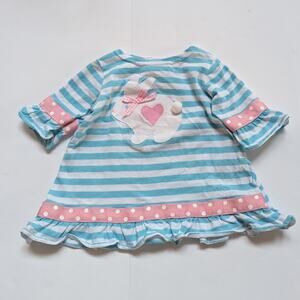 Southern Sunshine Tunic Easter Baby Girls 12m Blue Stripe Bunny Spring Boutique